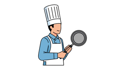 Chef with Cooking Pan: A culinary professional, adorned in a traditional chef's hat and apron, stands confidently, holding a cooking pan