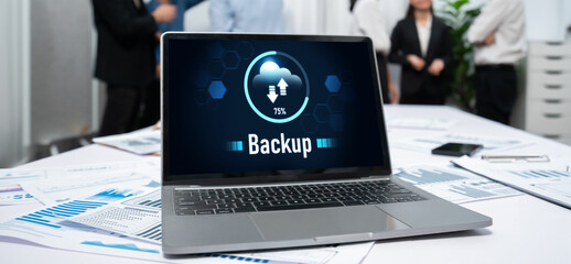 Backup Storage Data Internet Technology Business concept. Database storage cloud technology file...