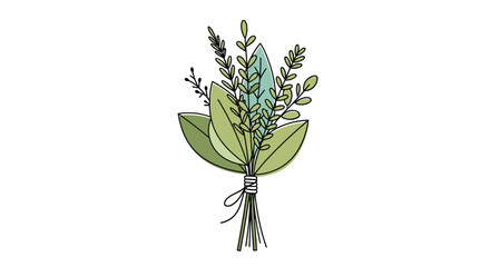 Fototapeta premium Vibrant botanical illustration of a fresh green leaf bouquet, perfect for elegant designs