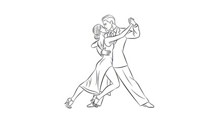 Fototapeta premium Captivating sketch of a couple dancing the tango with passion and grace in a dynamic pose