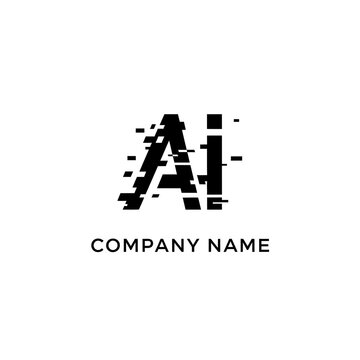 AI logo design with glitch effect.
