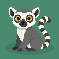Cute lemur vector cartoon animal illustration for kids, stickers, nursery prints and educational projects © Diana
