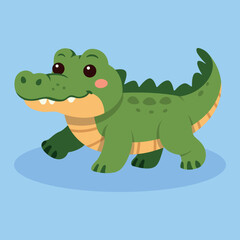 Obraz premium Cute crocodile vector cartoon animal illustration for kids, stickers, nursery prints and educational projects
