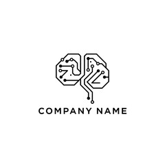 Digital Brain Logo Design Representing Artificial Intelligence and Technology.