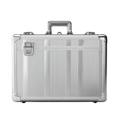 Fototapeta premium Sleek silver aluminum briefcase with a sturdy handle and secure latch isolated on transparent background