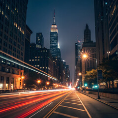 New York City Skyline At Night With Empire State Building And Light Trails urban Full HD 4K Video Download 2025 2026