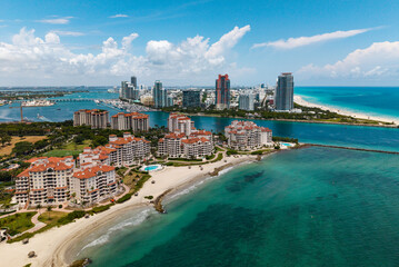 Fototapeta premium Top view of South Miami Beach. Miami Beach skyline with skyscrapers.