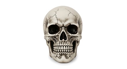 Halloween Skull Decoration on White Background
