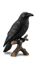 Fototapeta premium Black Raven Figurine Isolated on White Background 