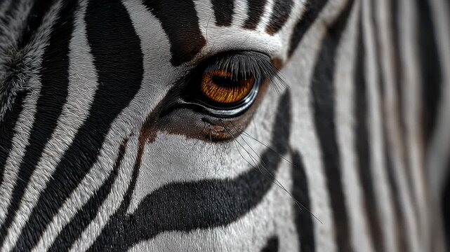 Extreme close-up of zebra eye and face