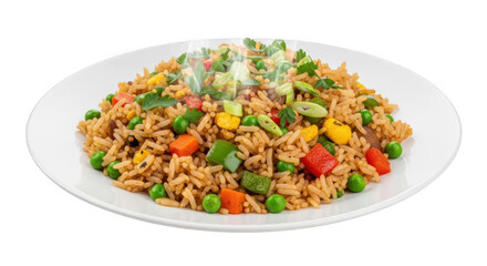 Delicious colorful vegetable fried rice ready to eat healthy meal