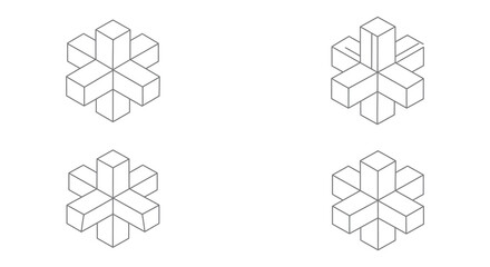 Four identical 3d cube shapes arranged in a square formation