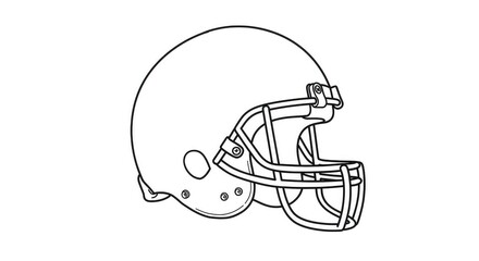 Line drawing of a football helmet with face mask.