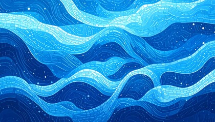 A mesmerizing design featuring flowing, textured blue waves, detailed with intricate patterns, creating a captivating and dynamic visual effect.