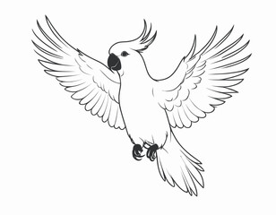 Cockatoo bird Silhouette digital Art, Intricate Powerful and Ready for Print or Web, Sharp Details. Strong Identity. Timeless Design