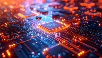 Fototapeta premium High-tech circuit board with glowing components