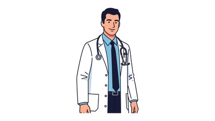 Fototapeta premium Professional in the Medical Field: A professional, meticulously dressed doctor stands, emanating an air of expertise and unwavering dedication to health and well-being.