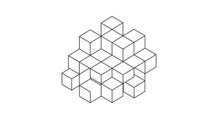 A cluster of connected cubes in a hexagonal pattern