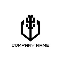 Fototapeta premium Modern Pixelated Anchor Logo with Reptile Symbol.