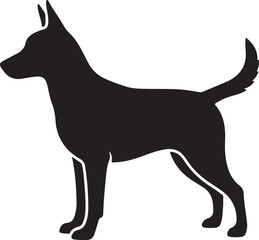 Black Silhouette of a Dog Standing in Profile animal canine