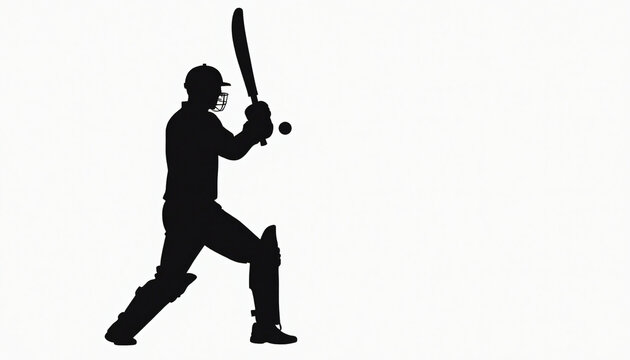Silhouette of Cricket Batsman in Batting Position