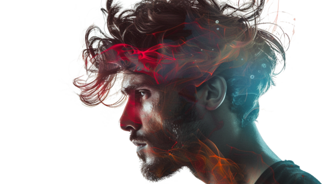 Innovative ideas flow in an artistic double exposure cutout