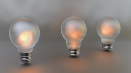 Three Modern Led Light Bulbs with Blurred Background in Bright Studio Setting