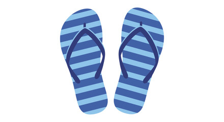 A pair of blue striped flip flops on a white background