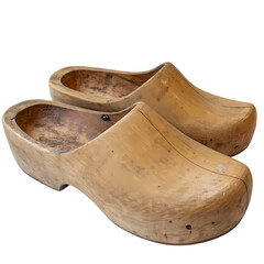 Authentic Wooden Clogs isolated on transparent background