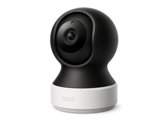 Modern indoor security camera with a sleek black and white design isolated on a transparent background