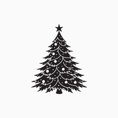 Festive christmas tree with colorful ornaments and star