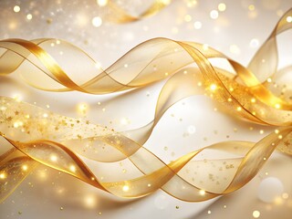 Elegant golden ribbon woven with sparkling lights creating a festive and luxurious background
