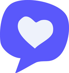 This image shows a blue speech bubble with a white heart symbol inside, representing love, appreciation, or positive feedback.