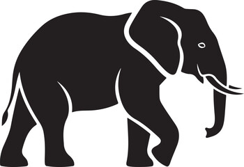 Silhouette of an African Elephant walking on a white background savanna elephant pachyderm