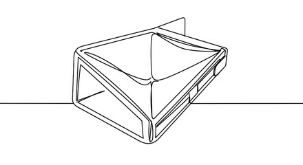Minimalist line drawing of a triangular structure with a rectangular base.