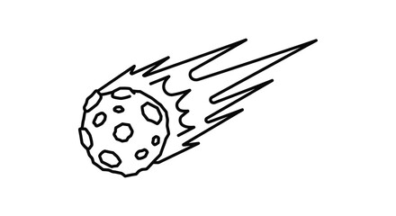 a simple line drawing of a meteorite in space © Design lens