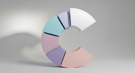 Abstract circular shape made of pastel colored segments