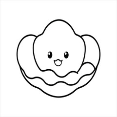 Adorable Oyster Line Drawing Vector Design