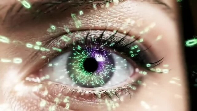 Eye with digital binary code