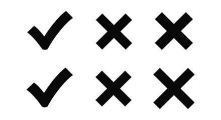 Obraz premium checkmark and cross symbols on a white background