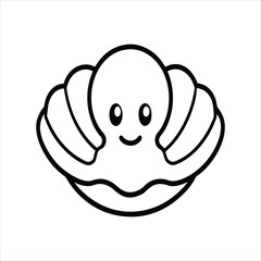  Cute Baby Oyster Line Art Vector Illustration