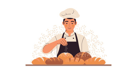 Artistic Baker Salted Bread, Preparing Fresh Baked Goods for Consumption and Sale