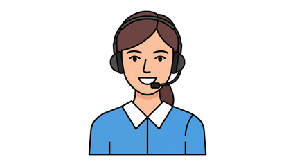 Fototapeta premium Support Representative's Aid: a portrait of a female support representative with headset is depicted, an emblem of helpful customer service ready to assist and support.