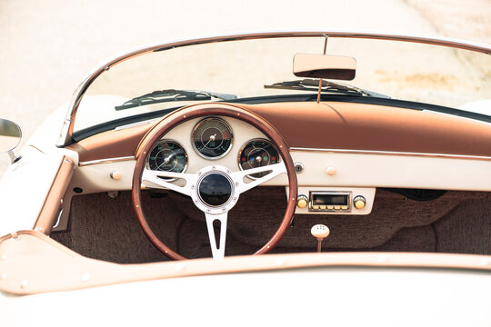 Classic convertible antique car interior dash