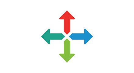 Four color arrows pointing in different directions on white background