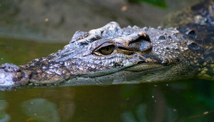 Obraz premium Close-up of a young crocodile's head and neck