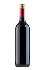 Bottle of red wine isolated on a white background with a clipping path