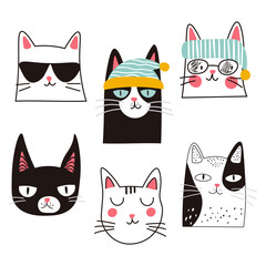 Obraz premium set of funny cats