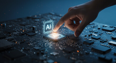 Futuristic AI technology empowering a brighter future with artificial intelligence, neural networks, and machine learning on advanced microchip