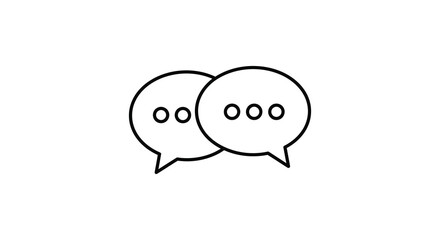 Simple line drawing of two chat bubbles with three dots inside each